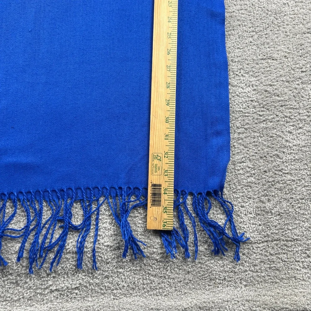 100% Cashmere Scarf Unisex‎ OS Blue Fringe Tassel Pashmina Wrap